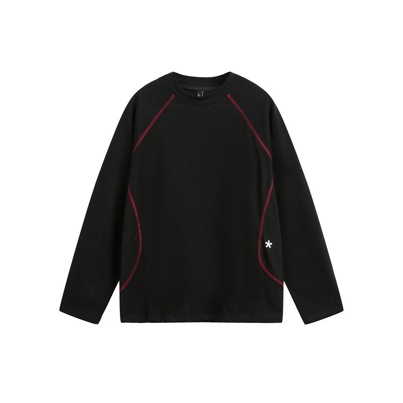 Unisex Relaxed‑Fit Langarmshirt mit Rundhalsausschnitt, kontrastierenden Flatlocknähten und weichem Loopback-Finish Drune