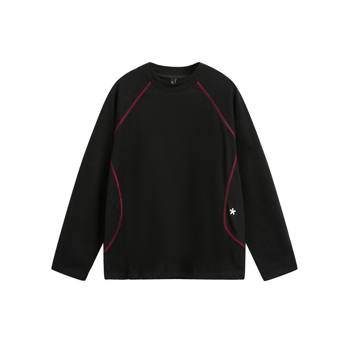 Unisex Relaxed‑Fit Langarmshirt mit Rundhalsausschnitt, kontrastierenden Flatlocknähten und weichem Loopback-Finish Drune