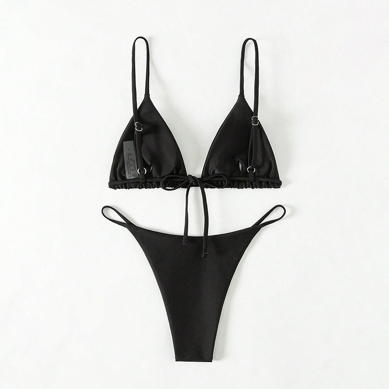 Damen trendiger Bikini mit Triangle-Oberteil und minimalistischem Unterteil Drune