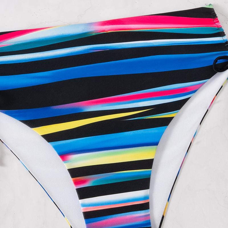 Damen Bikini-Set mit verführerischem Bandeau-Oberteil und hoch geschnittenen Hosen Drune