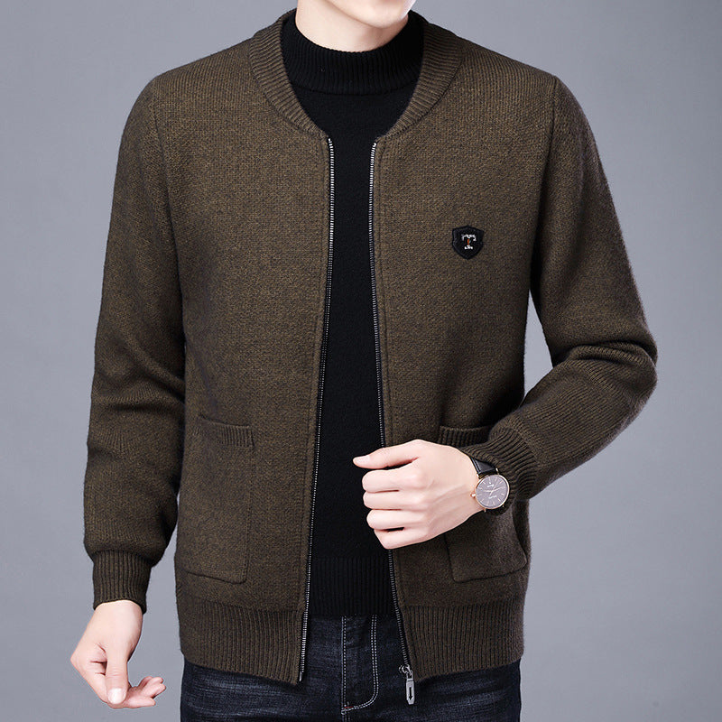 Herren Klassische Strickjacke mit Reißverschluss und aufgesetzten Taschen Drune