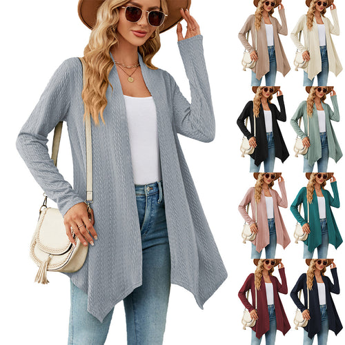 Damen Strickjacke mit strukturiertem Waffelmuster und offener Front Drune