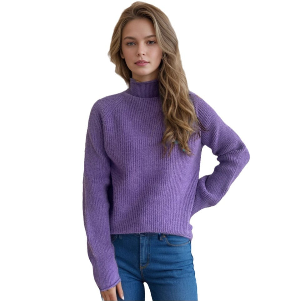 Damen gemütlicher Rollkragenpullover aus weichem Grobstrick Drune