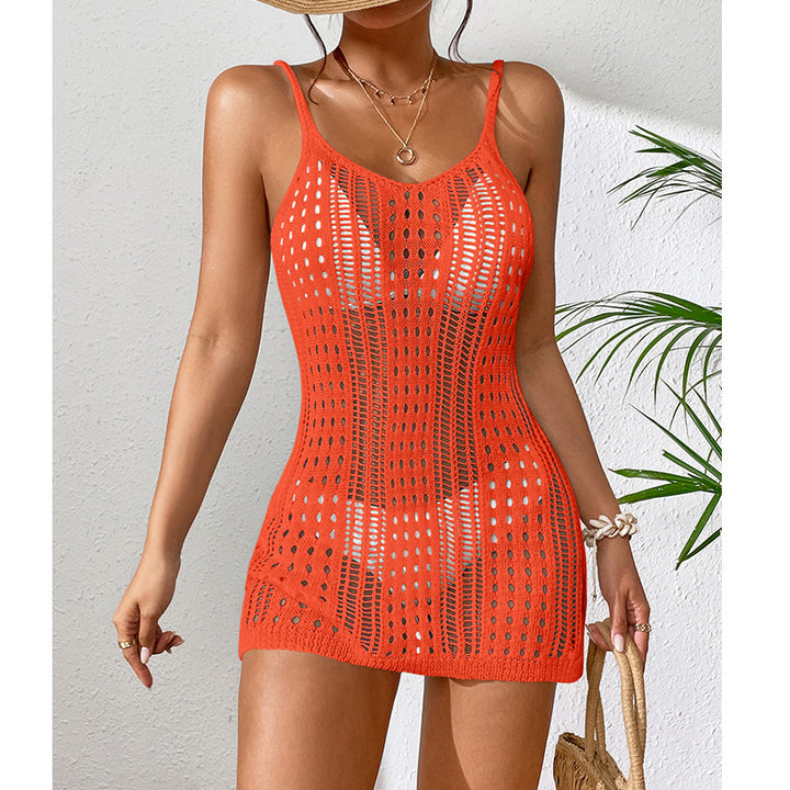 Damen Häkel-Strandkleid mit transparentem Design und eleganten Details Drune