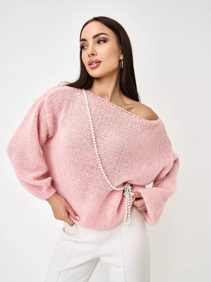 Damen lässiger Strickpullover mit voluminösen Ärmeln und feiner Struktur Drune