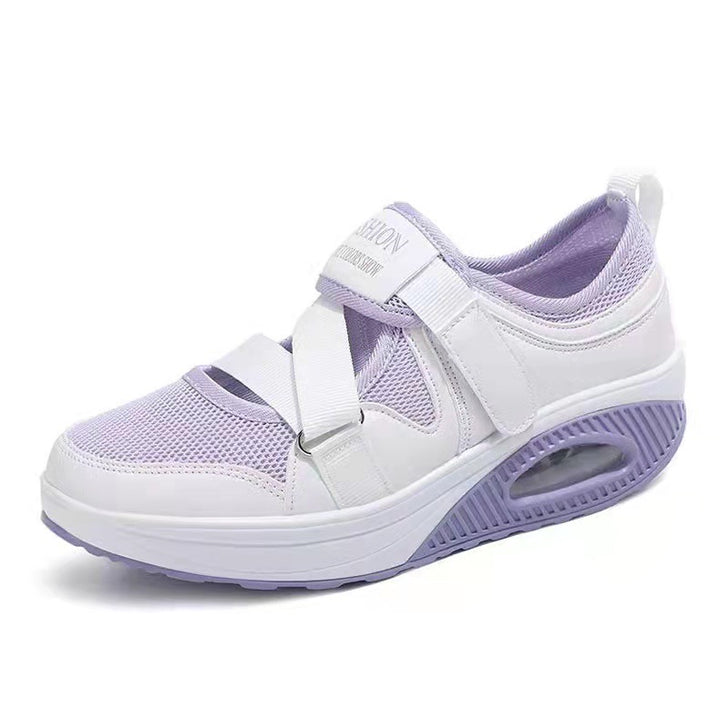 Damen Sportive Plateausneaker mit Luftkammer, Strick‑Mesh und Klettkreuzriemen Drune