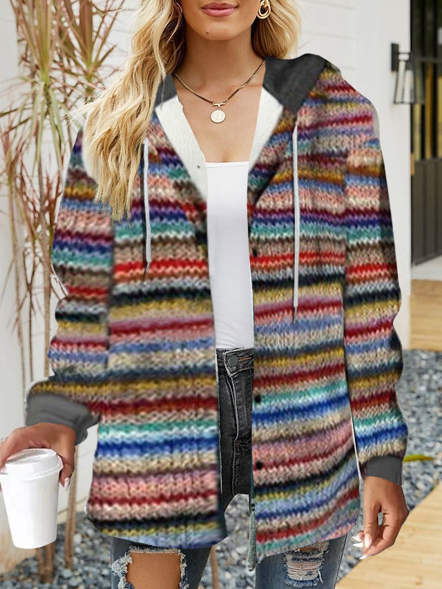 Frauen Oversized Hoodie mit Druckknopfverschluss und Kontrastbesatz Drune