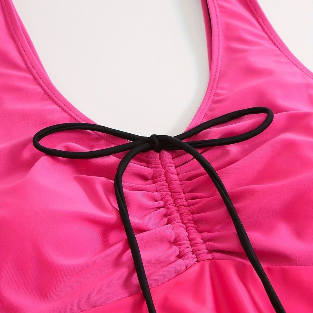 Damen Badeanzug mit Hohem Schnitt und Blumendruck Drune