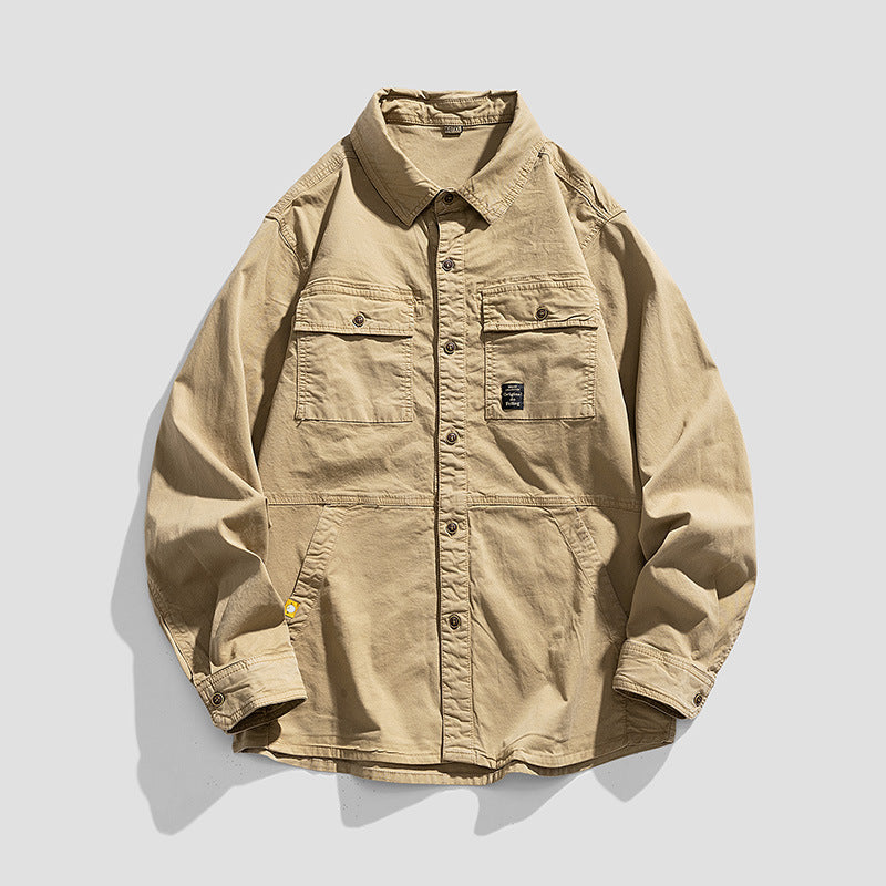 Herren Lässige Overshirt-Fieldjacke im Utility‑Stil mit Brust- und Eingrifftaschen Drune