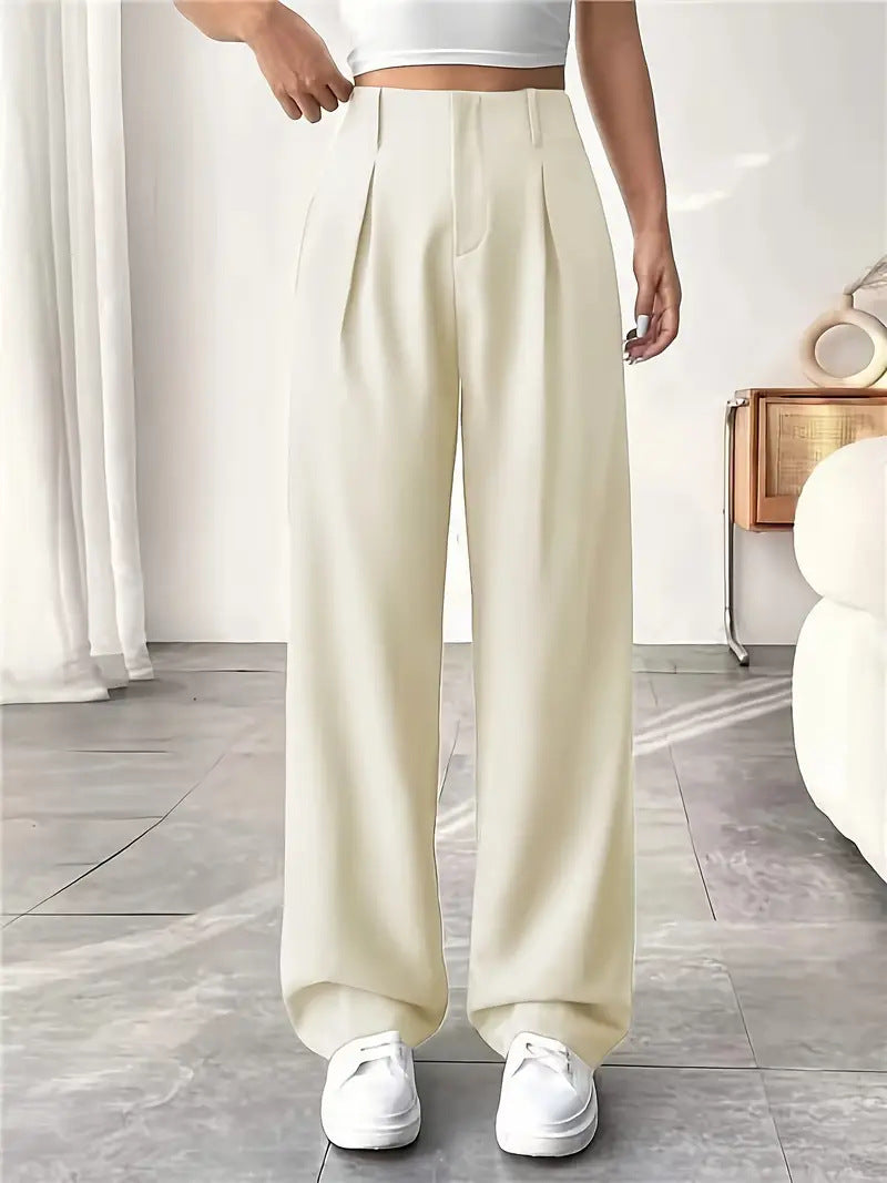 Damen Elegante Bundfaltenhose mit weitem Schnitt Drune