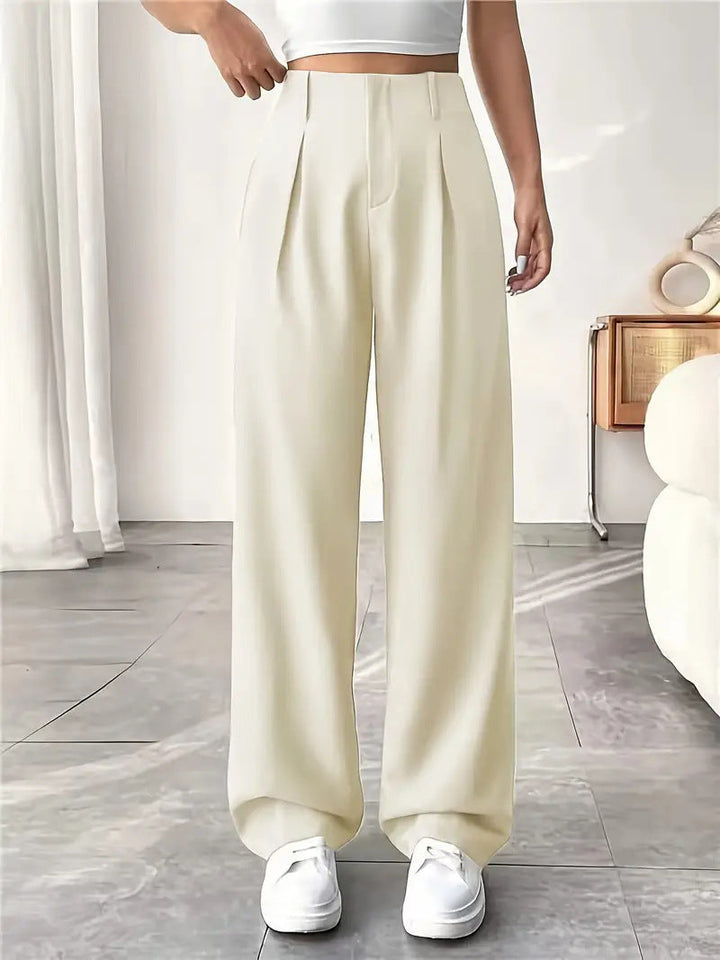 Damen Elegante Bundfaltenhose mit weitem Schnitt Drune