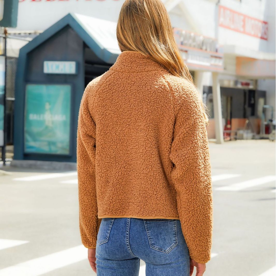 Damen Kuschelige Steppjacke mit weichem Kragen und kontrastierenden Ärmeln Drune