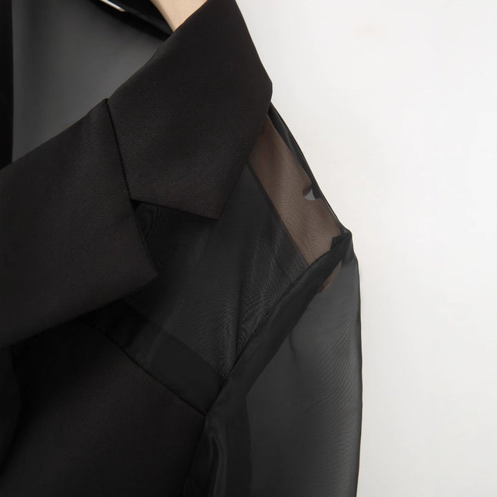 Damen elegante Blazerjacke mit transparenten Ärmeln Drune