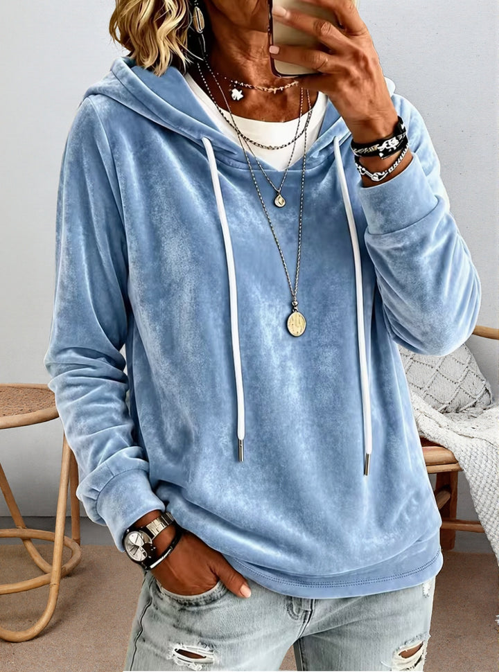 Damen Samtvelours-Hoodie mit Kordelzug und lässiger Oversize-Passform Drune