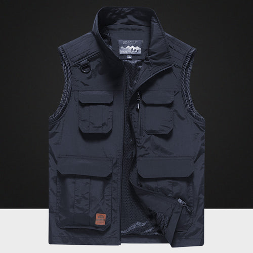 Herren Multifunktionale Outdoorweste mit atmungsaktivem Mesh‑Futter und Mehrfachtaschen Drune