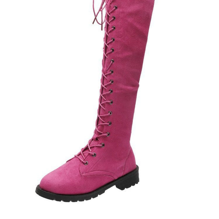 Damen Overknee-Stiefel mit modischer Schnürung und rutschfester Sohle Drune