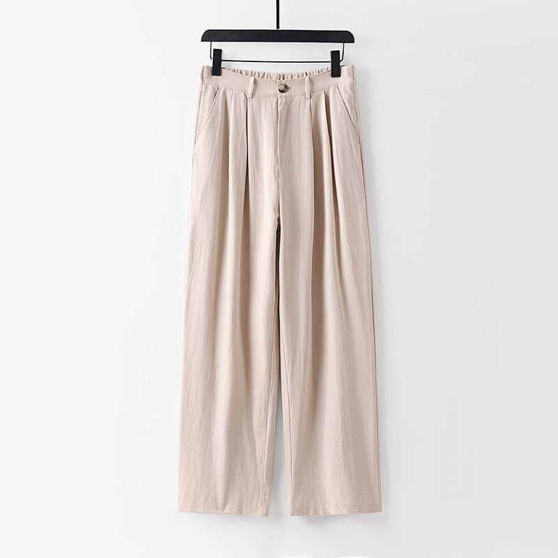 Damen weite Hose mit hoher Taille und Bundfalten Drune