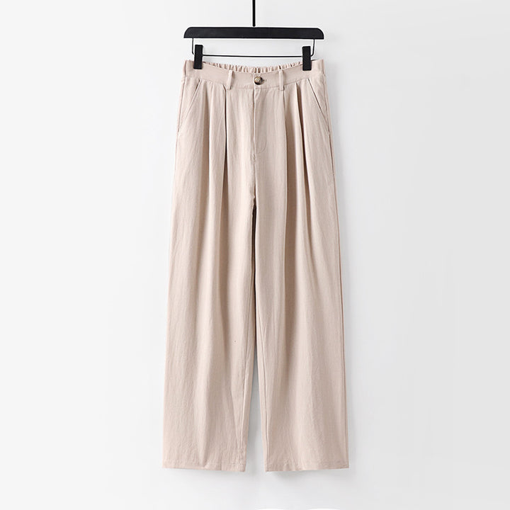 Damen weite Hose mit hoher Taille und Bundfalten Drune