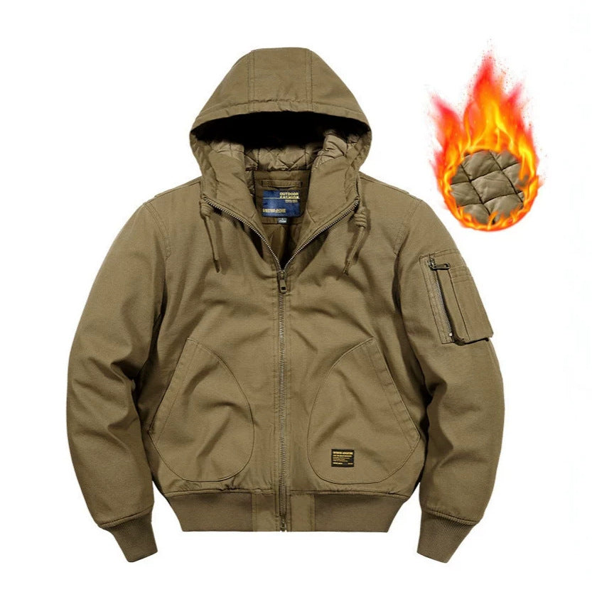 Herren Kapuzen-Bomberjacke mit gesteppter Thermo-Innenfüllung und robustem Canvas-Außenmaterial Drune