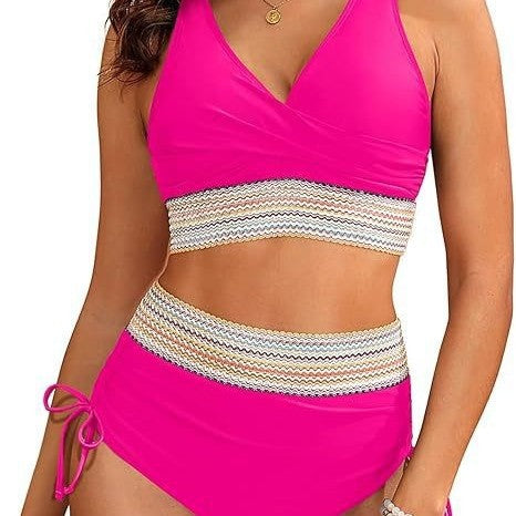 Damen Bikini-Set mit Wickeloberteil und verstellbarem Bund Drune
