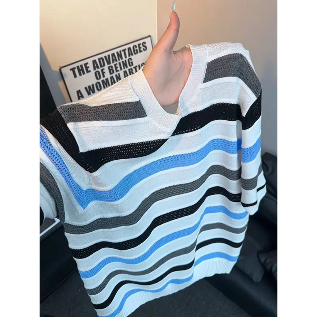 Damen Modisches Streifenpullover Drune