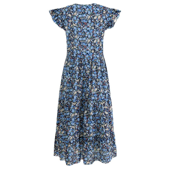 Damen A-Linien Kleid mit voluminösen Rüschenärmeln und floralen Details Drune