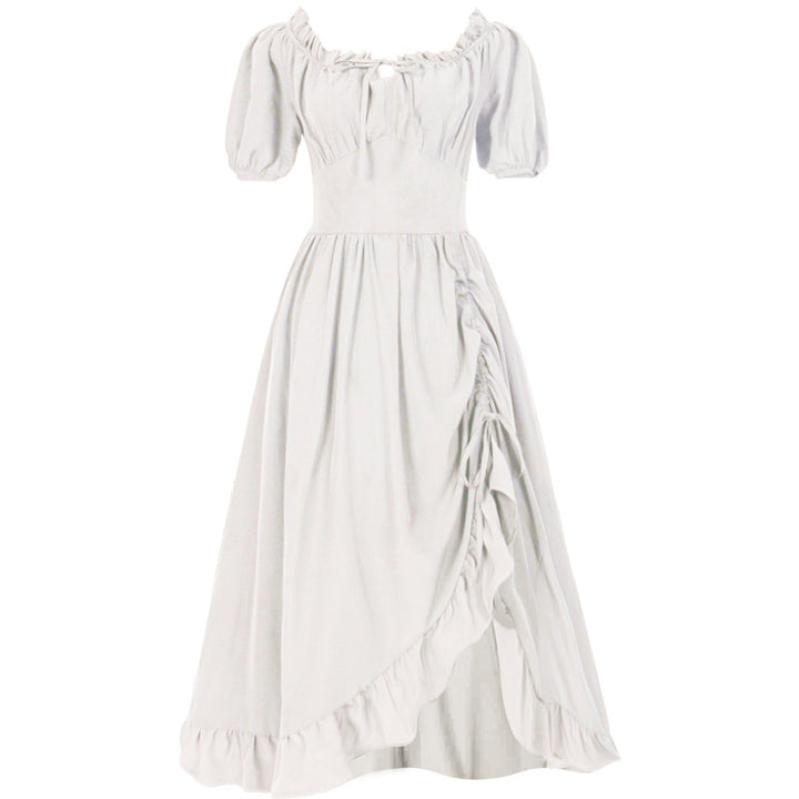 Damen nan romantisches Maxikleid mit Carmen-Ausschnitt, Puffärmeln, tailliertem Mieder und seitlicher Raffung Drune