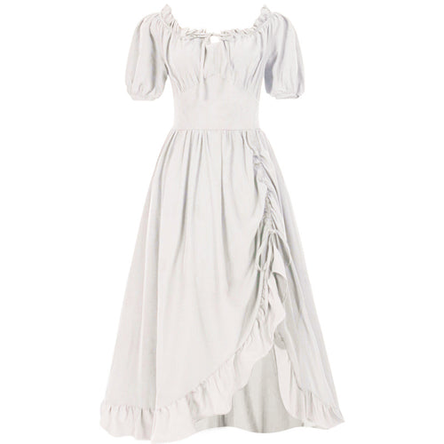 Damen nan romantisches Maxikleid mit Carmen-Ausschnitt, Puffärmeln, tailliertem Mieder und seitlicher Raffung Drune