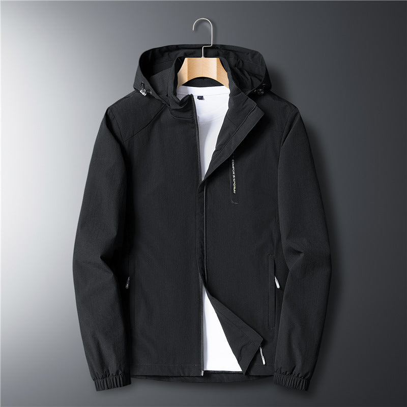 Herren Leichte Softshelljacke mit Kapuze wasserdichter Membran und Reißverschlusstaschen Drune