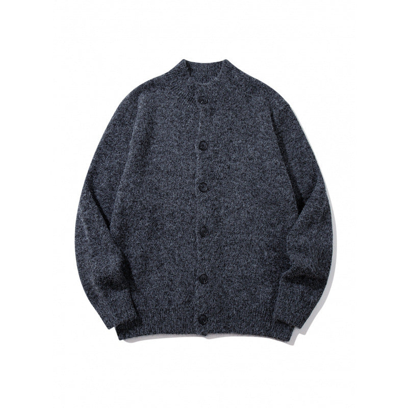 Unisex Boxy-Mohair‑Mix‑Cardigan mit halbhohem Kragen und durchgehender Knopfleiste Drune