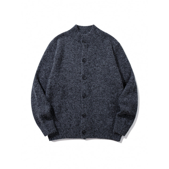 Unisex Boxy-Mohair‑Mix‑Cardigan mit halbhohem Kragen und durchgehender Knopfleiste Drune