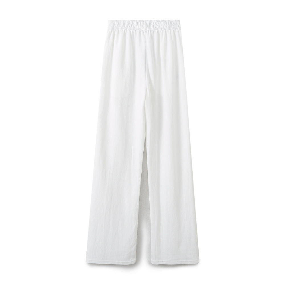 Damen nan weite Komfort-Loungehose mit elastischem Komfortbund, mittigem Schlitz und fließender Palazzo-Silhouette Drune