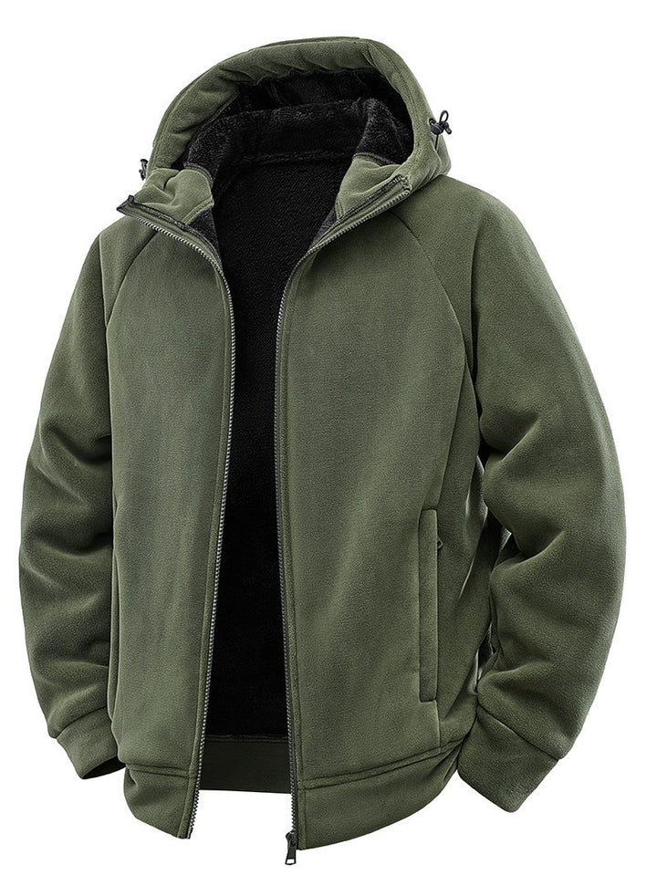 Herren Gefütterte Kapuzen-Fleecejacke mit Teddyfutter und durchgehendem Reißverschluss Drune