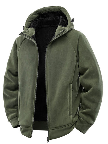 Herren Gefütterte Kapuzen-Fleecejacke mit Teddyfutter und durchgehendem Reißverschluss Drune