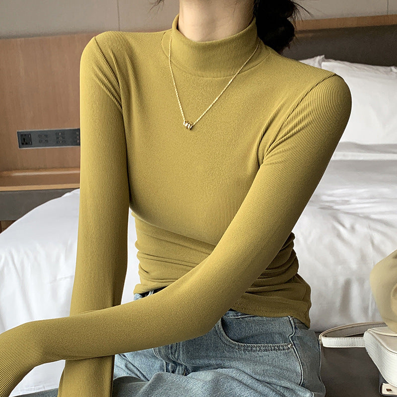 Damen Elegantes und figurbetontes Langarm-Rollkragenoberteil Drune