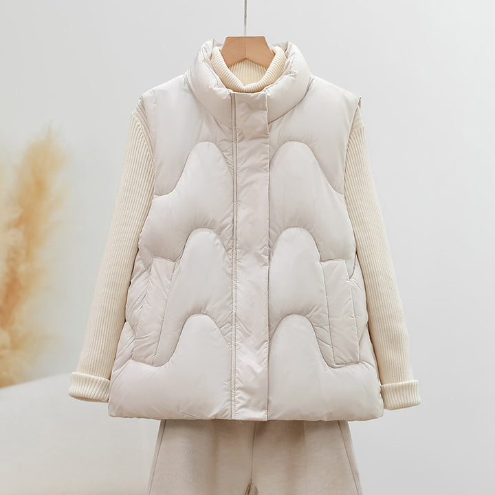 Damen nan ärmellose Steppweste mit hohem Polokragen und ergonomischer Bogensteppung Drune