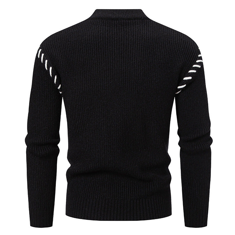 Herren modischer Strickpullover mit hohem Kragen und einzigartigem Zopfdesign Drune