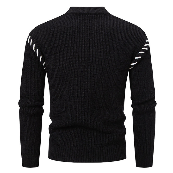 Herren modischer Strickpullover mit hohem Kragen und einzigartigem Zopfdesign Drune