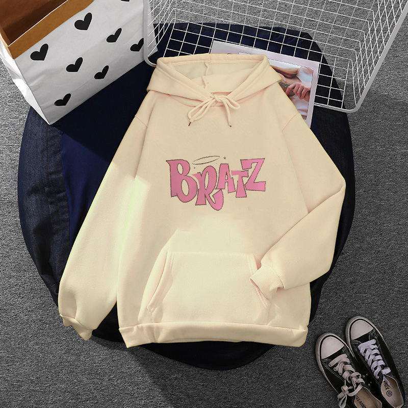 Damen nan lässiger Kapuzenpullover im Oversized-Schnitt mit Lettering-Grafik und Kängurutasche Drune