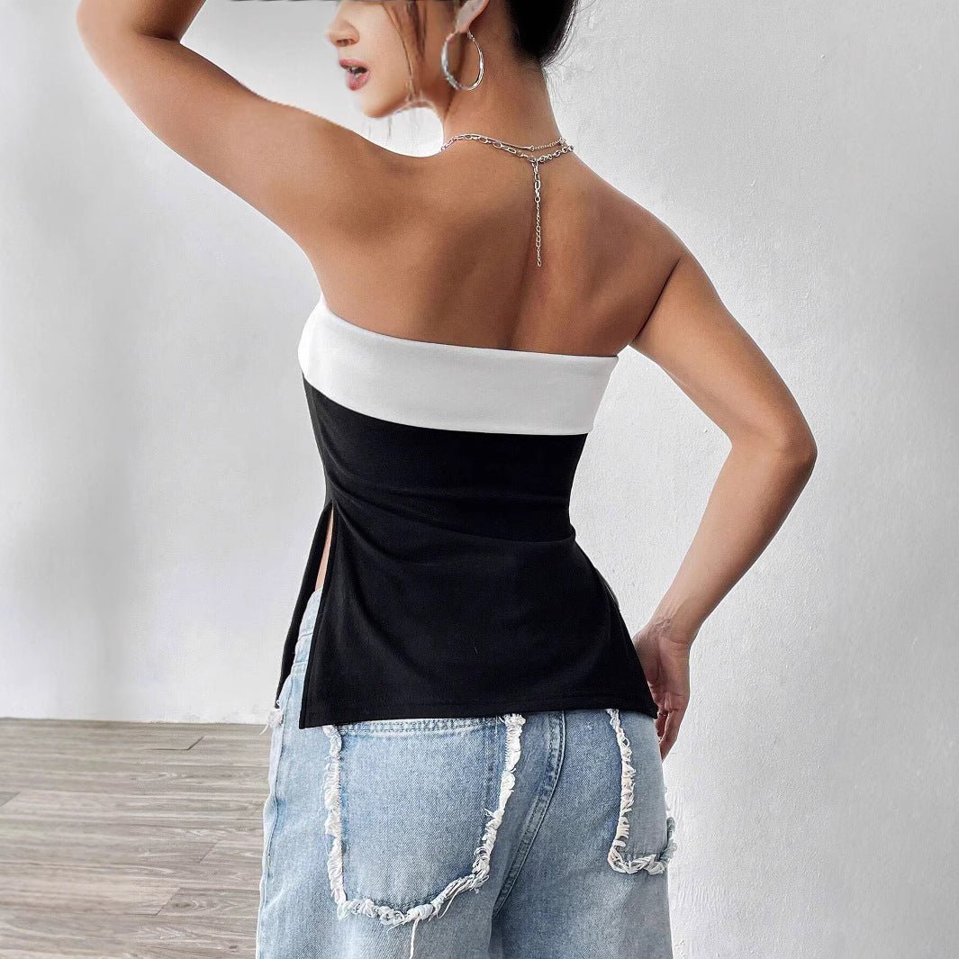 Damen Bandeau-Top mit eleganten Farbblockdesign Drune