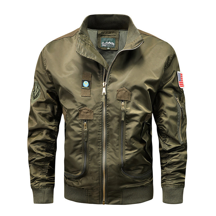 Herren Nylon-Bomberjacke im Fliegerstil mit Utility-Taschen und Ärmel-Fach Drune
