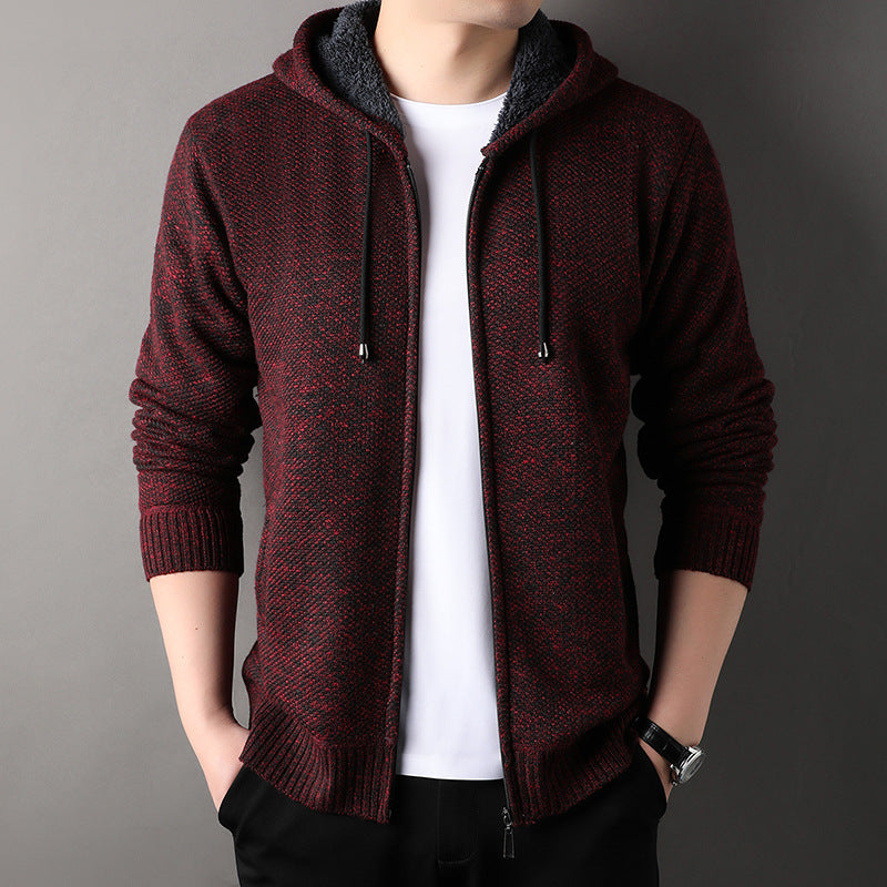 Herren modische Strickjacke mit Kapuze und weich gefüttertem Innenfutter Drune