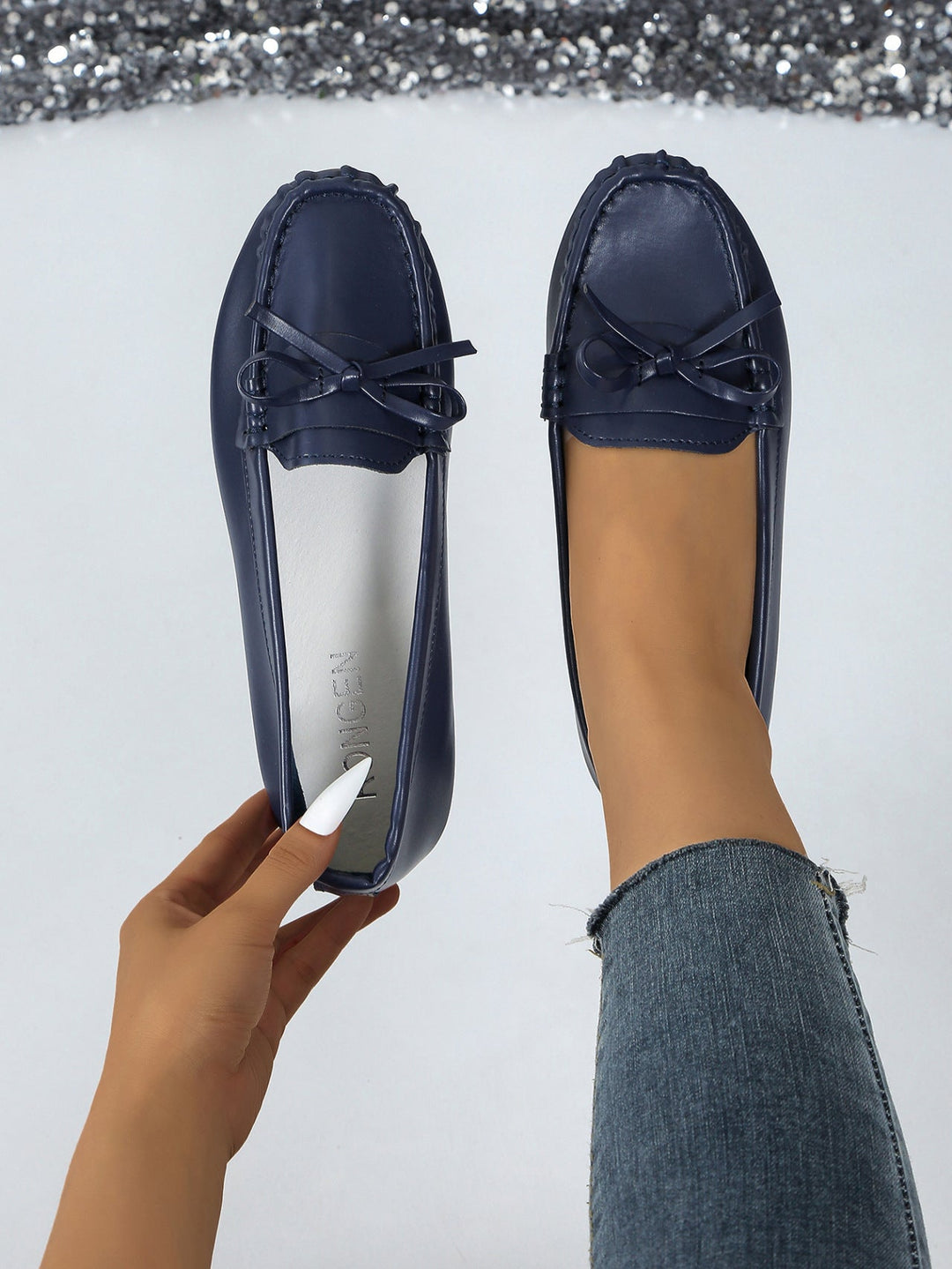 Damen Mokassins mit elegantem Schleifenakzent und weicher Sohle Drune