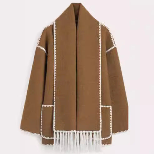 Damen Fransenjacke mit eleganter Saumverzierung Drune