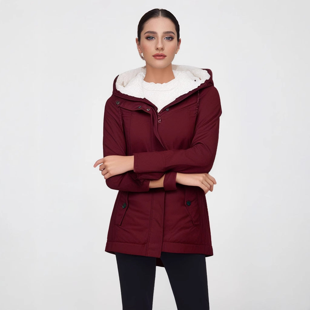 Damen warme Outdoor-Jacke mit kuscheligem Futter Drune