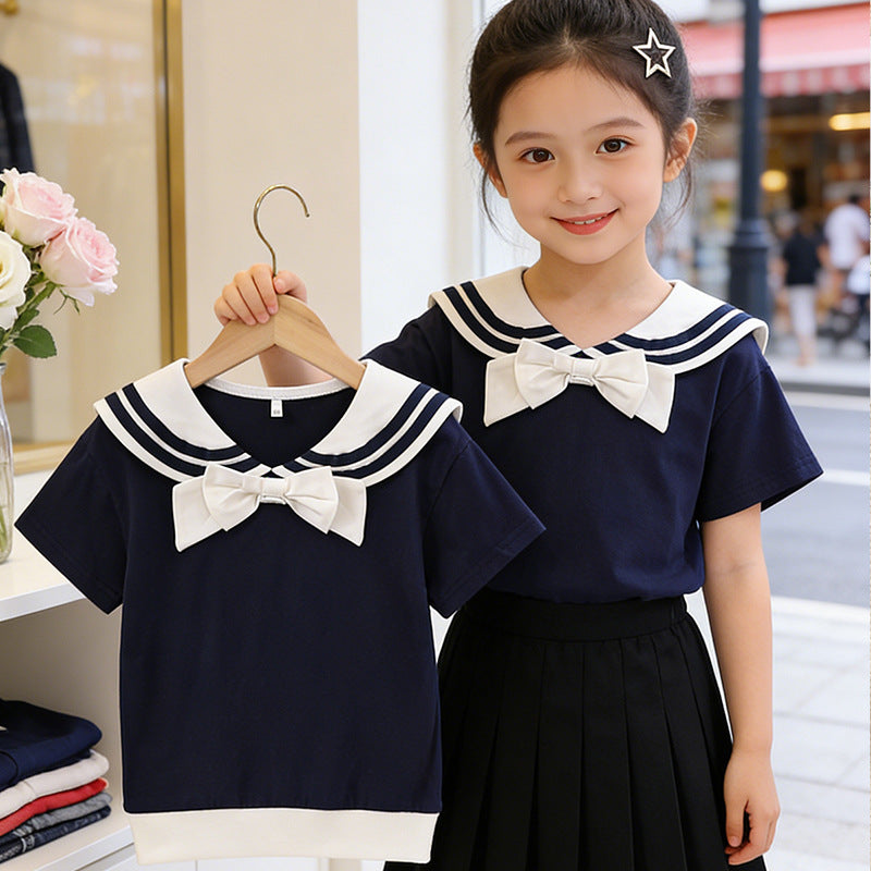 Mädchen Matrosen T-Shirt mit Schleifendetail Drune