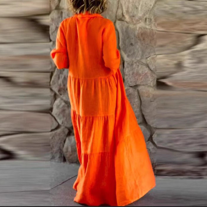 Damen Maxikleid mit exklusivem Knopfdesign und luftiger Silhouette Drune