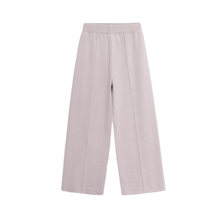 Damen Weite Strickhose mit hoher Taille, elastischem Bund und Teilungsnaht Drune