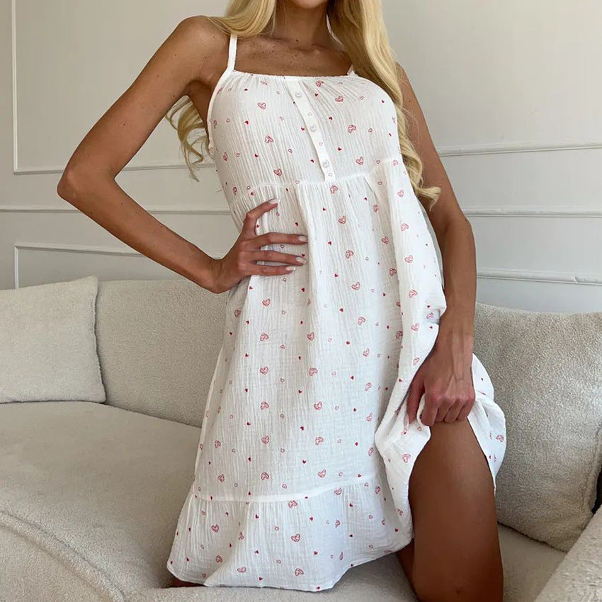 Damen Luftiges Sommerkleid mit Rüschensaum und Floralem Muster Drune