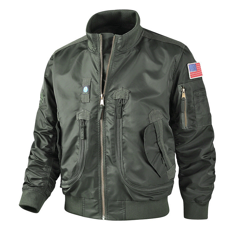 Herren bomberjacke mit hohem Kragen und multifunktionalen Taschen Drune